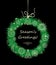 Season greetings with xmas hanging decorative wreath