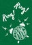 Season vintage typographic poster. Ring ring, spring. Alarm clock. Lettering.