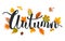 Seasonal autumn leaves handwriting background