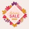 Seasonal autumn sale advertising design template. Paper art style.