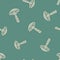 Seasonal autumn seamless pattern with grey random contoured mushroom print. Turquoise background