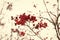 Seasonal berries. Christmas rowan berry branch. Hawthorn berries bunch. Rowanberry in snow. Berries of red ash in snow