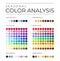 Seasonal Color Analysis Palette with Cold and Warm Color Swatches for Neutrals, Metals and Tint Shades