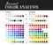 Seasonal Color Analysis Palette with Cold and Warm Color Swatches for Skin Colors, Neutrals, Shades, Gold and Silver