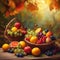 Seasonal fruits: grapes, citrus fruits, apples, generative.ai