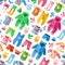 Seasonal infant clothes for kids babyish fashion infantile puerile cloth vector illustration seamless pattern background