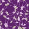 Seasonal nature seamless pattern with simple random popy bud silhouettes flowers shapes. Bright purple background