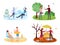 Seasonal outdoor activities vector illustrations set