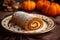 Seasonal pumpkin roll dessert on plate