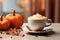 Seasonal pumpkin spice latte with cream