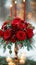 Seasonal sophistication Red roses embellish the winter wedding decor elegantly