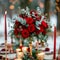 Seasonal sophistication Red roses embellish the winter wedding decor elegantly