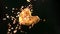 Seasoned Chicken Nugget with Salt and Pepper Flying in the Air on Black Background in High Speed