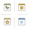 Seasons calendar color icons set.