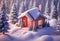 seasons greetings country cabin cold winter christmas eve night holidays isolated freezing snowfall warm cozy holiday greeting