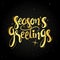 Seasons greetings golden handwritten lettering