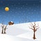 Seasons -winter night illustartion with falling snow