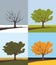 Seasons. Winter Spring Summer Fall. Lonely tree. Environmental cycles.