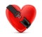 Seat Belt around the red heart. Safety and insurance concept