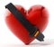 Seatbelt around the red heart. 3D illustration