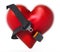 Seatbelt around the red heart. 3D illustration