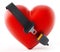 Seatbelt around the red heart. 3D illustration