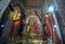 The seated Buddha statue within the Image Room of the Sri Lankathilaka Rajamaha Viharaya at Rabbegamuwa in Sri Lanka.