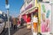 Seaton Carew ice cream shop with a giant ice cream model in front of it, UK