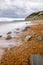 Seatown beach and view of Golden Cap the highest point on the south coast of England.