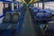 Seats inside an empty Portuguese train at Cascais Station