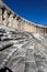 Seats of well preserved Roman theatre in ancient city Aspendos, Turkey