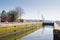 Seattle, Ballard, USA. March 2022. View of the Hiram Chittenden Locks, or Ballard Lacks, a complex of looks at the west end of