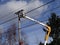 Seattle City Light workmen replace an aging utility pole