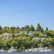 Seattle coastal houses and boats in Union Lake