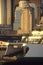 Seattle ferry, leaving waterfront at sunset