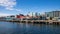 Seattle pier 66 during summer. View from Elliott Bay. Space Needle. Washington state.