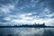 Seattle Skyline in Silhouette Seen From the Bainbridge Island Ferry.