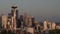 Seattle skyline and The Space Needle at sunset, Washington State, USA