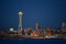 Seattle skylines at blue hour - the view from Alki Beach