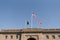 Seattle, USA. March 2022. Flag on the building in Hiram Chittenden Locks, or Ballard Lacks, a complex of looks at the west end of