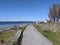 Seattle, WA USA - circa April 2021: Gorgeous view of the Olympic Mountain range on a cloudless day at Discovery Park