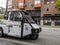 Seattle, WA USA - circa May 2021: Street view of a parked police parking enforcement vehicle in the downtown area on an overcast