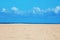 Seaview background with bright sunny sky and clean sand shore, nobody
