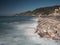 Seaview  of Camogli`s Lighthouse during seastorm