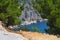 Seaview through the cliffs on the island of Thassos