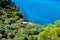 Seaview through the cliffs on the island of Thassos, Greece