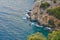 Seaview through the cliffs on the island of Thassos, Greece