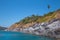 Seaview & palm trees at Promthep Cape view  point in Phuket, southern Thailand