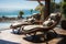 Seaview recliners Chaise lounges on the beach offer relaxation and ocean vistas