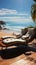 Seaview recliners Chaise lounges on the beach offer relaxation and ocean vistas